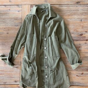 Zara Khaki Oversized Shirt Jacket